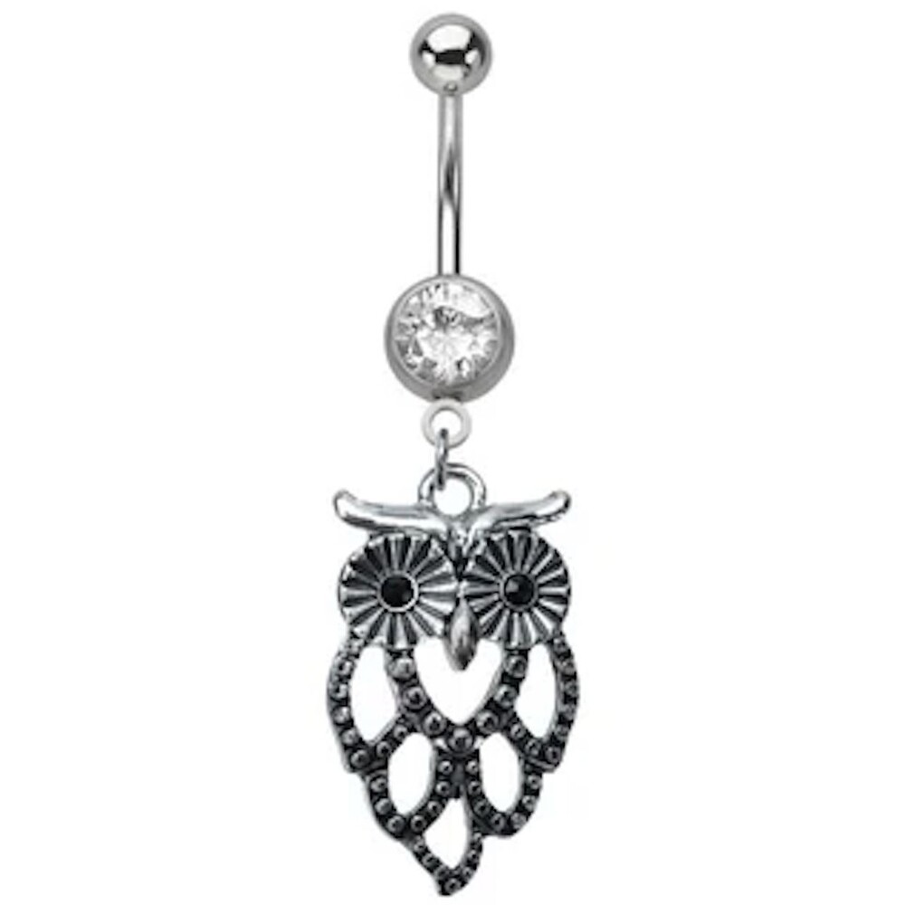 Owl Dangle Belly Ring 14g 5/8” 316L Stainless Steel